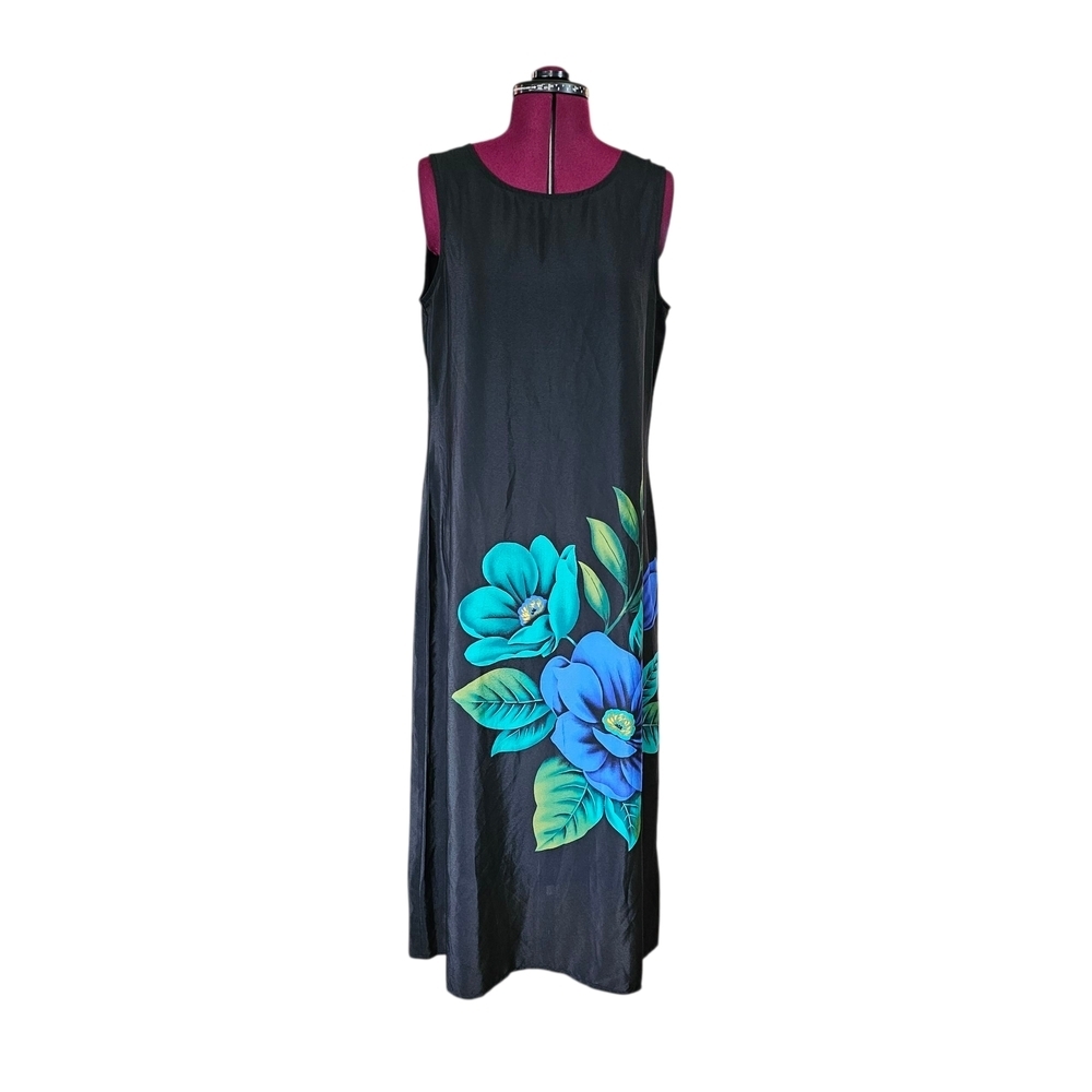 Sag Harbor Floral Black Sleeveless Dress